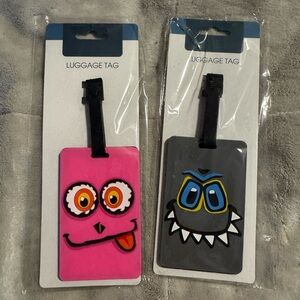 Pink and Gray Monster Luggage Tags